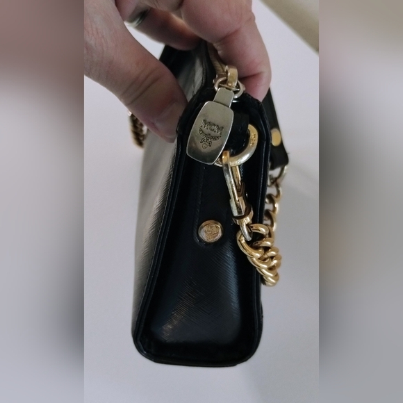 MCM Studded Shoulder Bag Black/Gold - Picture 6 of 14